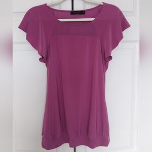 The Limited Magenta Flutter Sleeve Blouse